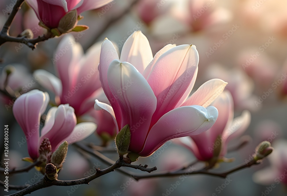 Spring Magnolia Flowers in Full Bloom Spring Magnolia Flowers in Full Bloom