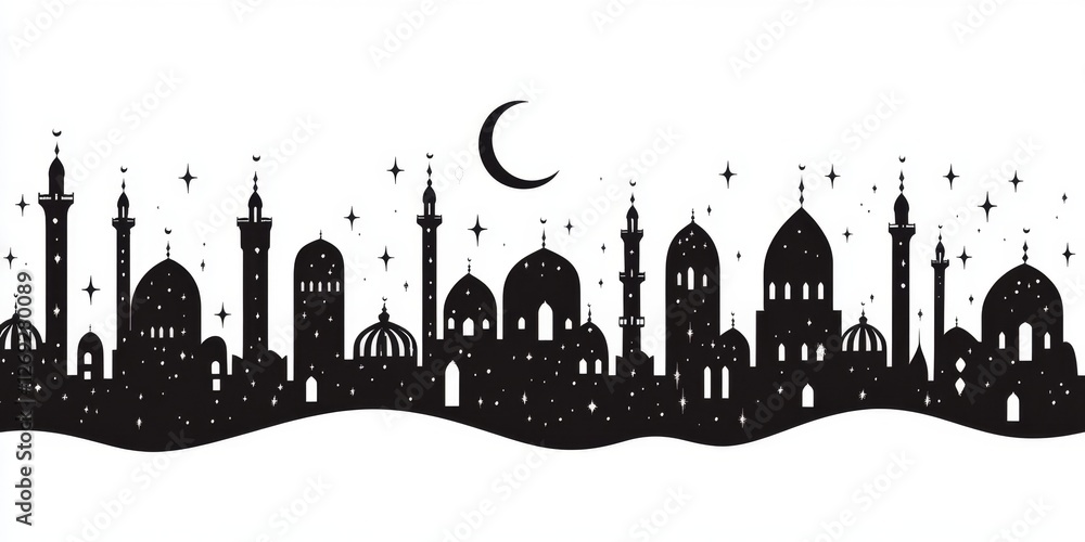 Obraz premium Silhouette Islamic City at Night
