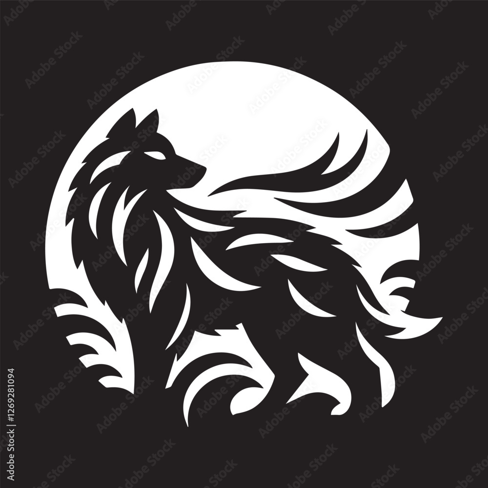 Obraz premium Wolf icon logo black silhouette vector illustration