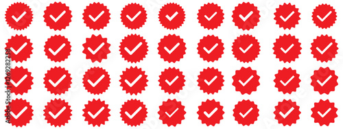 tick done badge. Verified account or profile - vector mark. Premium profile icon. Set of black check marks. Verified badges. Verified badge vector icons. Verification symbol set. Social media account 