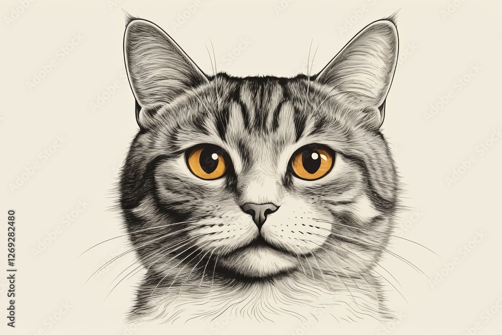 there is a drawing of a cat with orange eyes there is a drawing of a cat with orange eyes