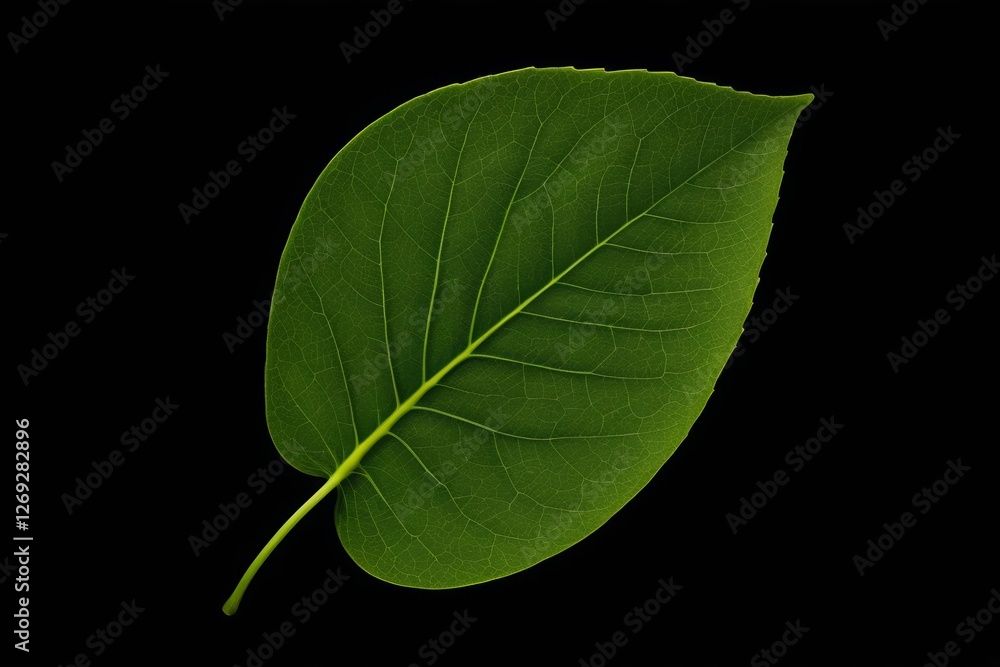 Obraz premium arafed leaf with a thin stem on a black background
