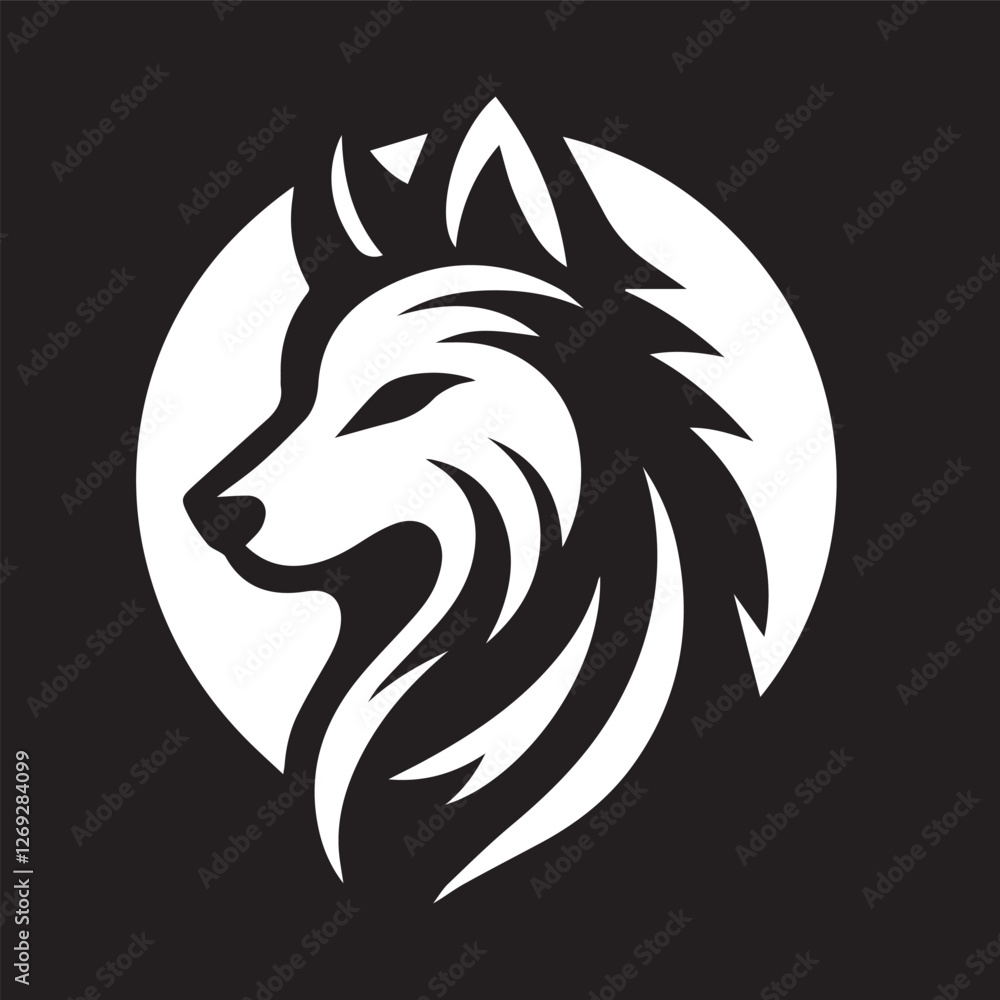 Fototapeta premium Wolf icon logo black silhouette vector illustration
