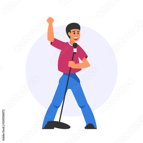 man singing on stage