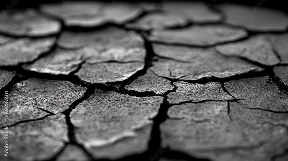 Fototapeta premium Close-up cracked earth texture, barren landscape background