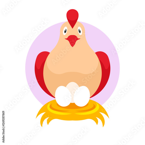hen sitting on eggs