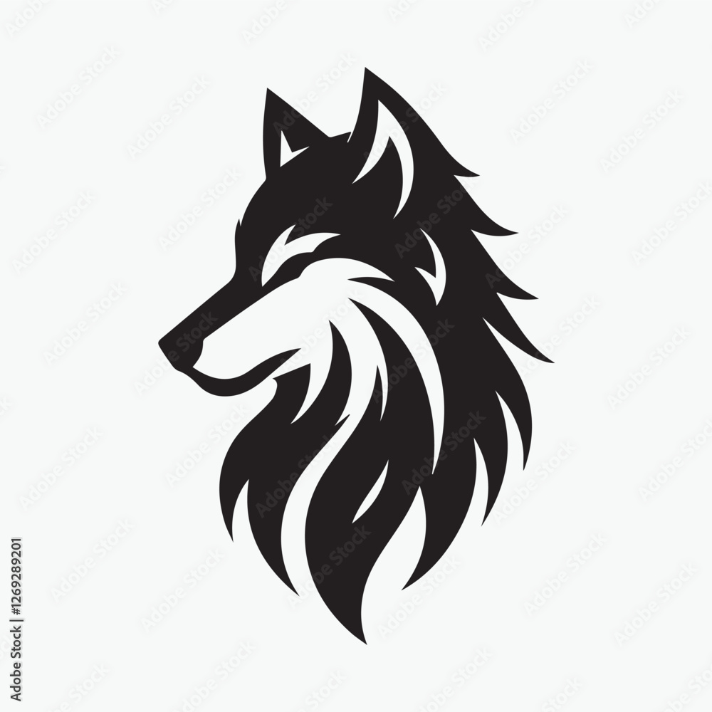 Fototapeta premium Wolf icon logo black silhouette vector illustration