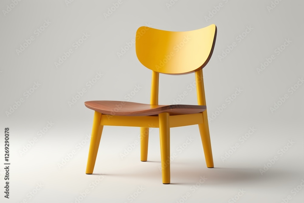 custom made wallpaper toronto digitalthere is a yellow chair with a wooden seat on a white surface