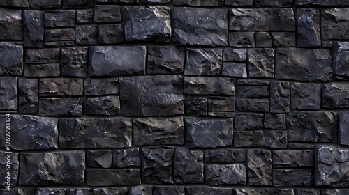 Dark textured stone wall featuring uneven surfaces and varying shades, suitable for backgrounds and designs