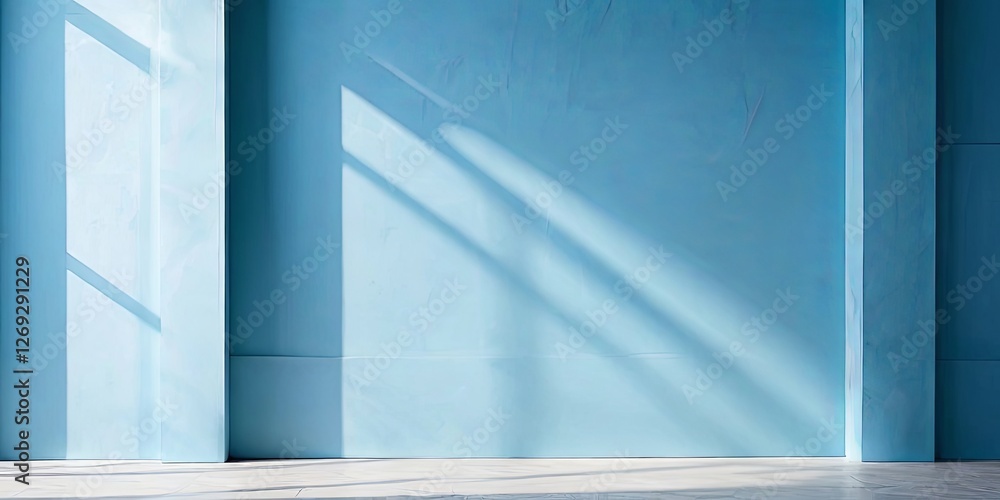 A blue room with a wall and a window A blue room with a wall and a window
