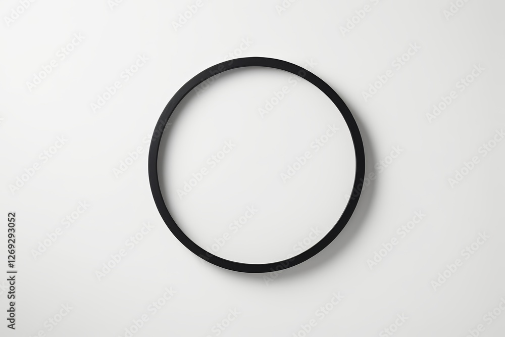there is a black circle on a white wall with a black handle there is a black circle on a white wall with a black handle