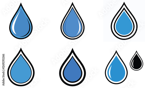 Blue Water Drop Icon Clean and Modern Liquid Droplet Vector Illustration