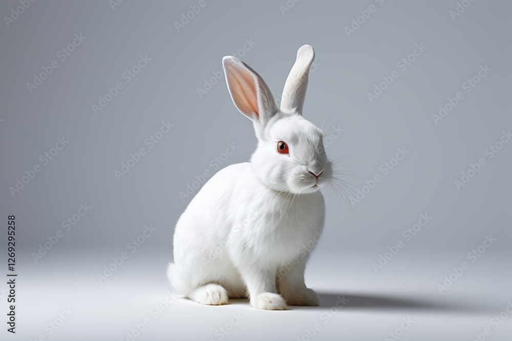there is a white rabbit with a red eye sitting on a white surface there is a white rabbit with a red eye sitting on a white surface