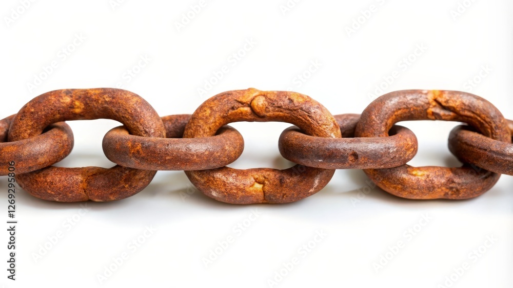 Rusty Chain Links on White Background Rusty Chain Links on White Background