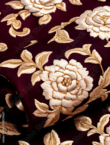 Wallpaper Mural Embroidered Rose Pattern Fabric Torontodigital.ca