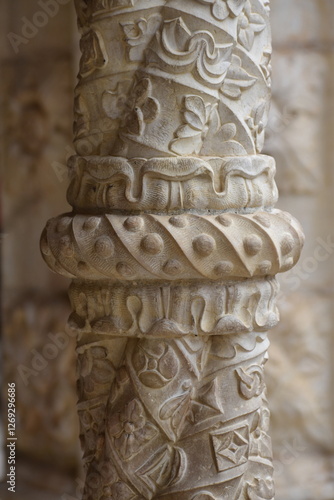Monastery’s column details, architectural photography