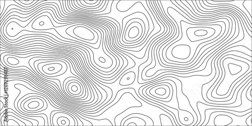 Abstract white contour wave lines topographic background, lines map seamless pattern, modern wallpaper texture and realistic design used for banner and posters, mountain relief geographic pattern.
