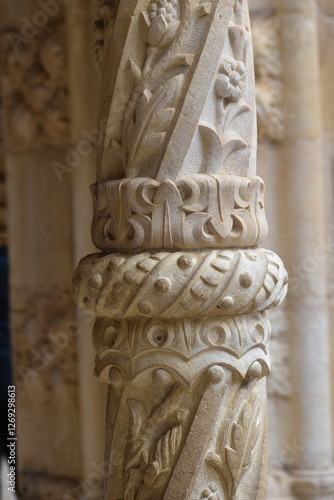 Monastery’s column details, architectural photography