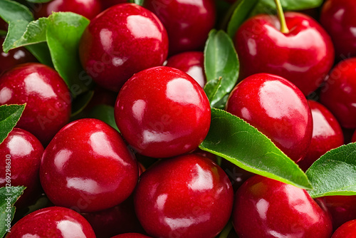 Fresh Cherries Close Up, Lush Red Berries photo