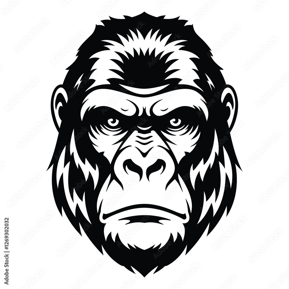 Gorilla face silhouette vector graphic illustration. Gorilla face silhouette vector graphic illustration.