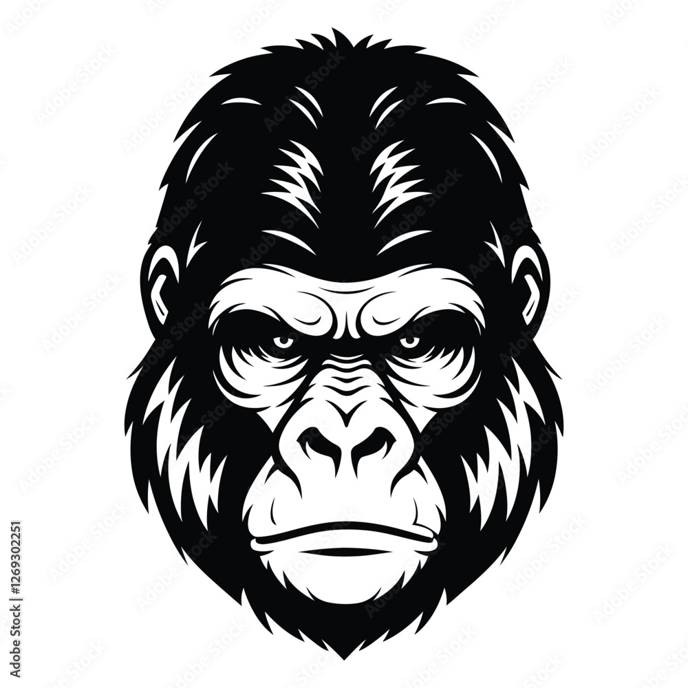 Fototapeta premium Gorilla face silhouette vector illustration.