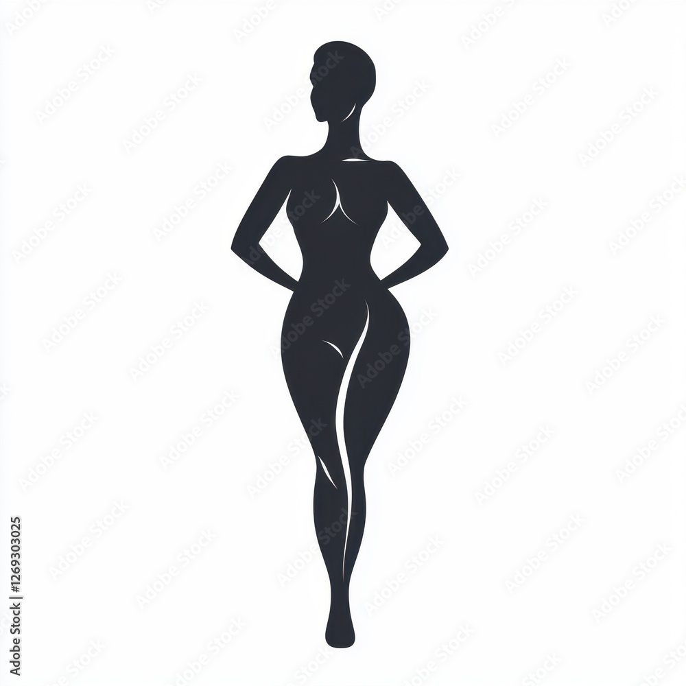 Elegant Woman Silhouette Female Body Shape Curvy Figure Black and White Design Art Elegant Woman Silhouette Female Body Shape Curvy Figure Black and White Design Art