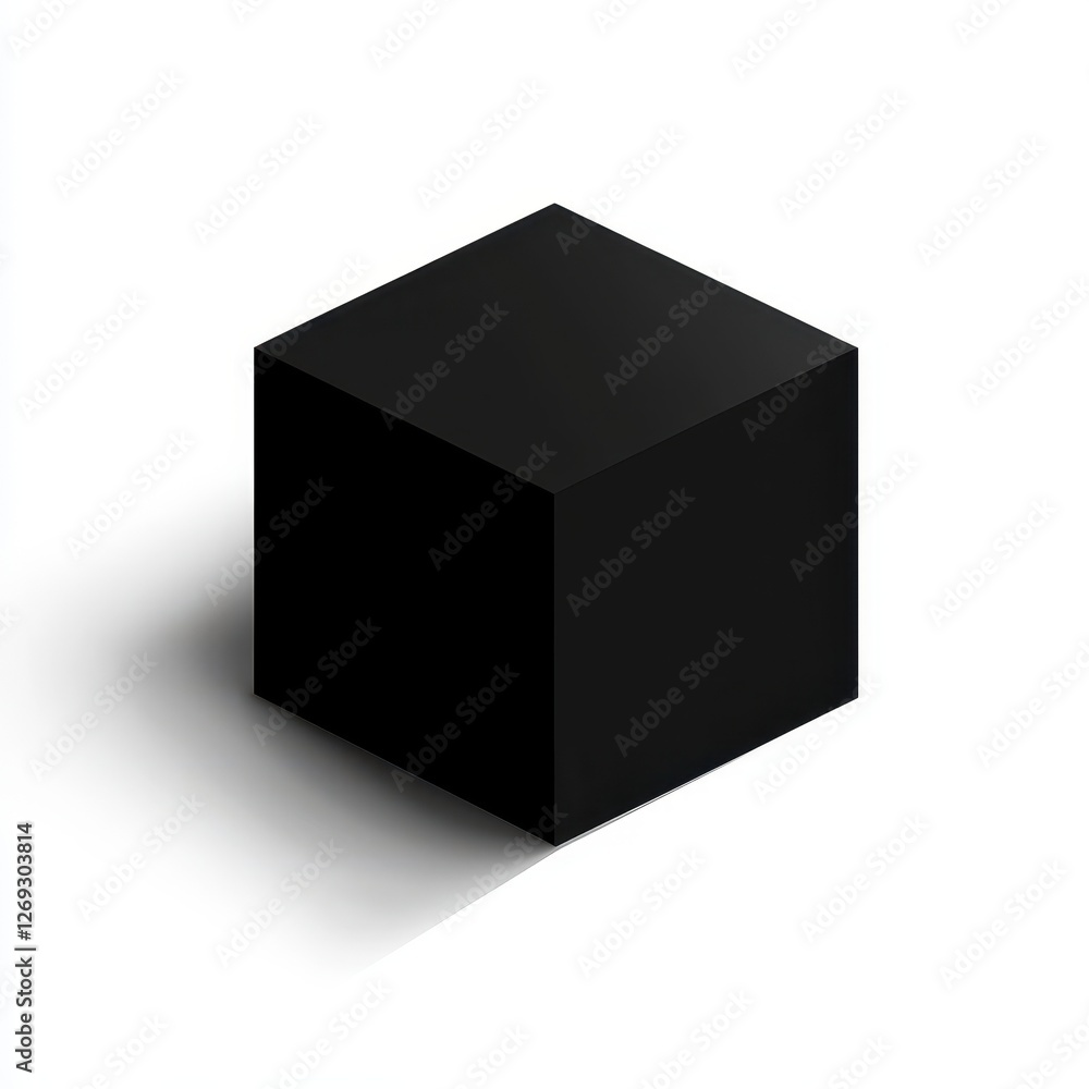 Isometric Black Cube 3D Render Geometric Shape Minimalist Design Shadow Studio Shot Product Mockup Isometric Black Cube 3D Render Geometric Shape Minimalist Design Shadow Studio Shot Product Mockup