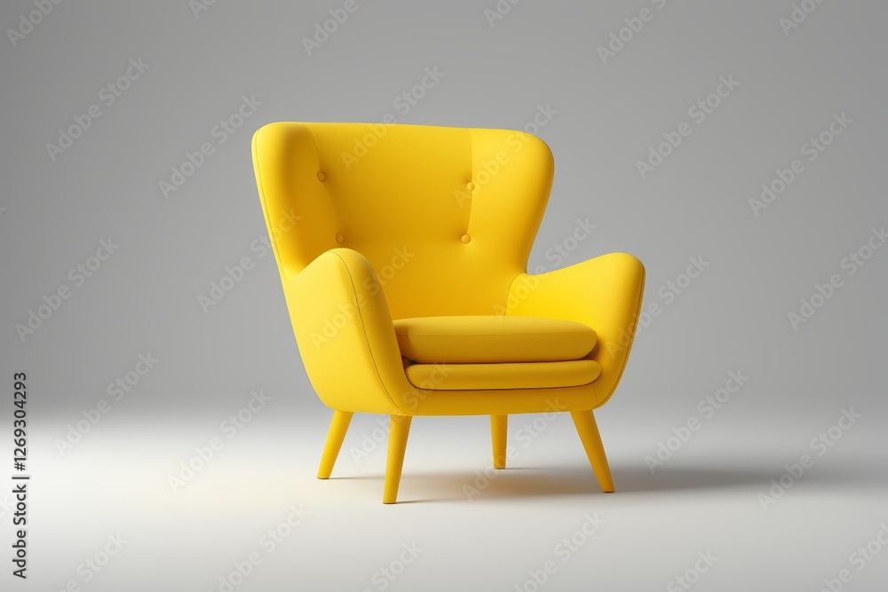 a close up of a yellow chair with a gray background a close up of a yellow chair with a gray background