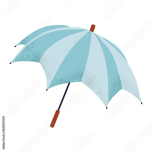 Blue umbrella, hand-drawn spring vector illustration, minimalistic style, perfect for spring designs, rainy weather, invitations, and seasonal projects, isolated on white background.