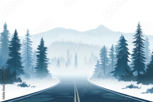 Misty Road Through Enchanted Forest