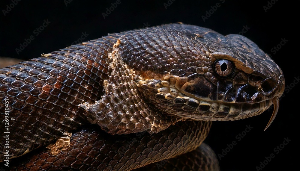 Fototapeta premium skin shedding in snake, a species of rayenchiropus sinensisensis, scorpionfish