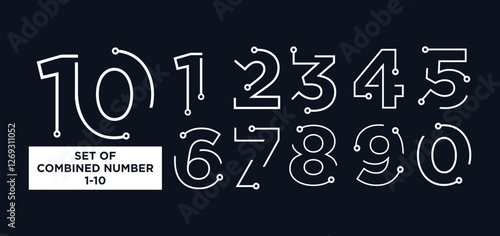set of vector logo designs numbers 1 to 10 technology. vector illustration design technology numbers