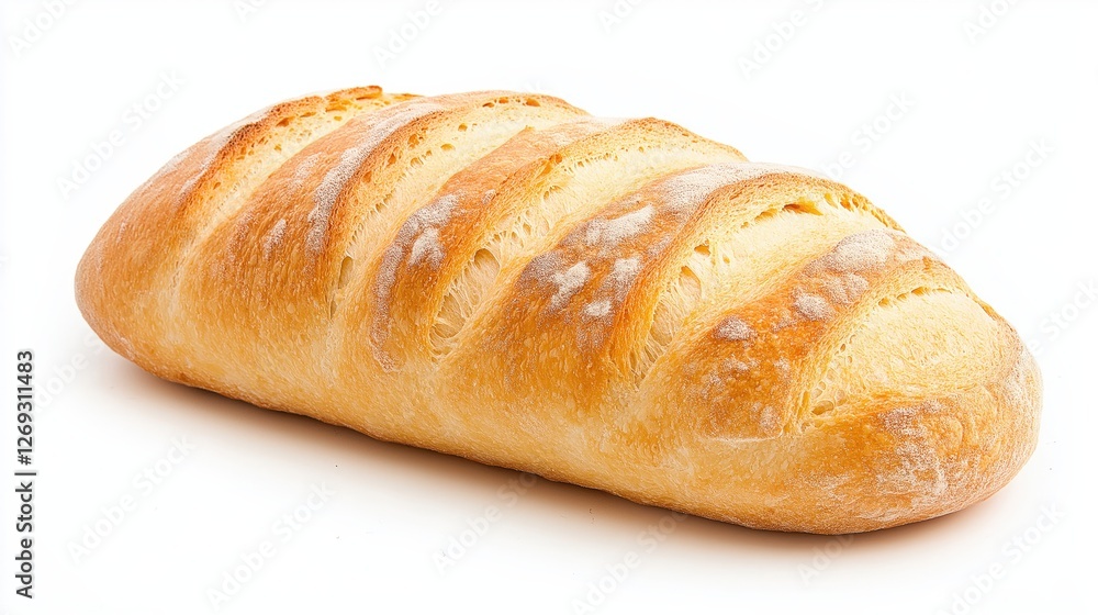Freshly Baked Crusty Bread Loaf on White Background Freshly Baked Crusty Bread Loaf on White Background