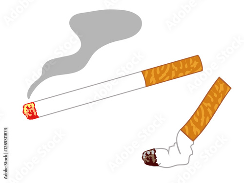 火のついたたばこと消したたばこ