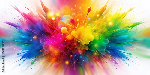 Vibrant Color Explosions: Abstract Bokeh Art on White Background - PNG