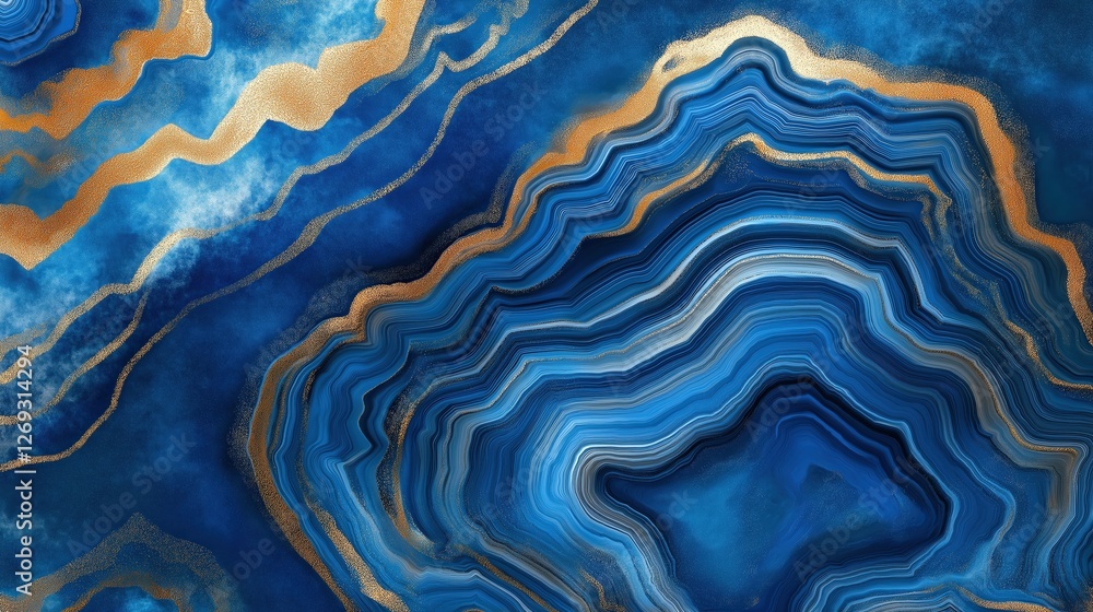 Obraz premium Abstract Blue and Gold Agate Stone Texture