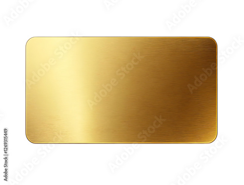 Gold card, rectangular in shape with rounded corners, smooth surface, metallic texture, isolated on a transparent background