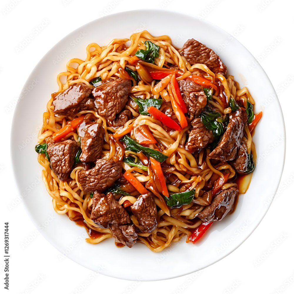 Delicious Beef Noodles Asian Dish Food isolated on transparent background Delicious Beef Noodles Asian Dish Food isolated on transparent background