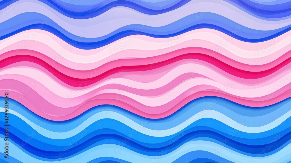 Fototapeta premium Calming Seamless Pattern with Blue and Pink Waves for Contemporary Art Design