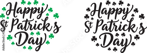 St. Patric's Day hand drawn vector lettering. Isolated on white background. Holiday vector illustration.