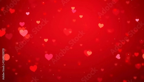 Sparkling red glitter creates an abstract backdrop filled with hearts, perfect for love-themed events or romantic celebrations on Valentine Day. Generative AI
