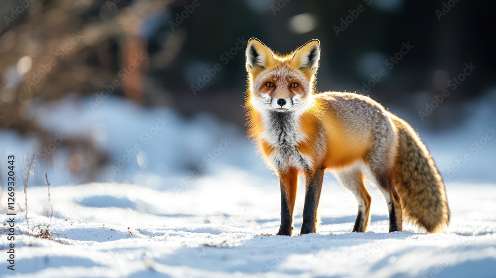Obraz premium Red Fox in Snowy Forest