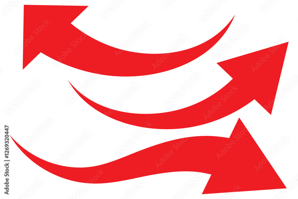 Growing business red arrow on white, Profit red arrow, Vector illustration.Business concept, growing chart. Concept of sales symbol icon with arrow moving up. Economic Arrow With Growing Trend