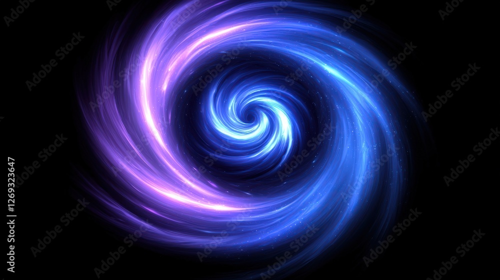Swirling Cosmic Vortex in Blue and Purple Hues Against a Black Background Swirling Cosmic Vortex in Blue and Purple Hues Against a Black Background