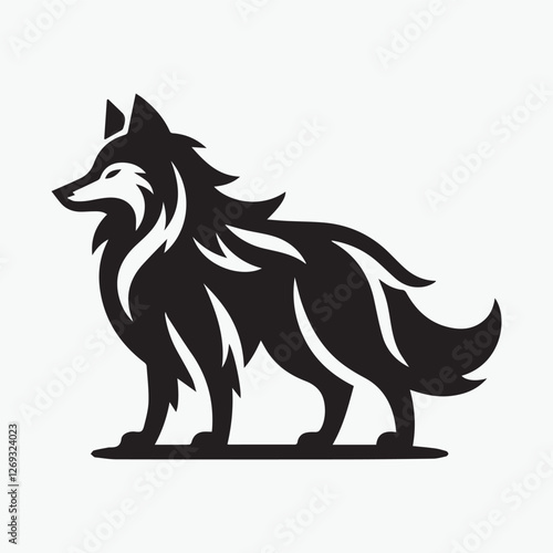 Wolf icon logo black silhouette vector illustration