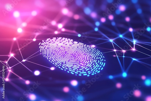 Abstract Digital Fingerprint on Colorful Network Background