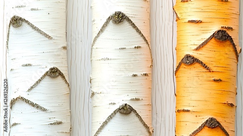 Close-Up of Birch Tree Bark in White and Orange Shades photo