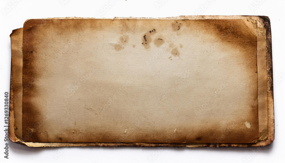 old dirty stained blank notepaper page isolated on white old dirty stained blank notepaper page isolated on white