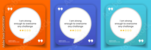 3D bubble testimonial banner, quote, infographic. Social media post template designs for quotes. Empty speech bubbles, quote bubbles and text box. Vector Illustration EPS10.