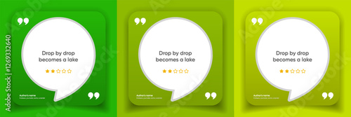 3D bubble testimonial banner, quote, infographic. Social media post template designs for quotes. Empty speech bubbles, quote bubbles and text box. Vector Illustration EPS10.